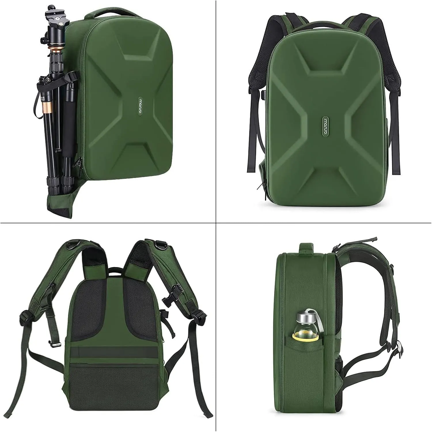MOSISO Camera Backpack, DSLR/SLR/Mirrorless Photography Camera Bag 15-16 inch Waterproof Hardshell Case with Tripod Holder&Laptop Compartment Compatible with Canon/Nikon/Sony, Army Green