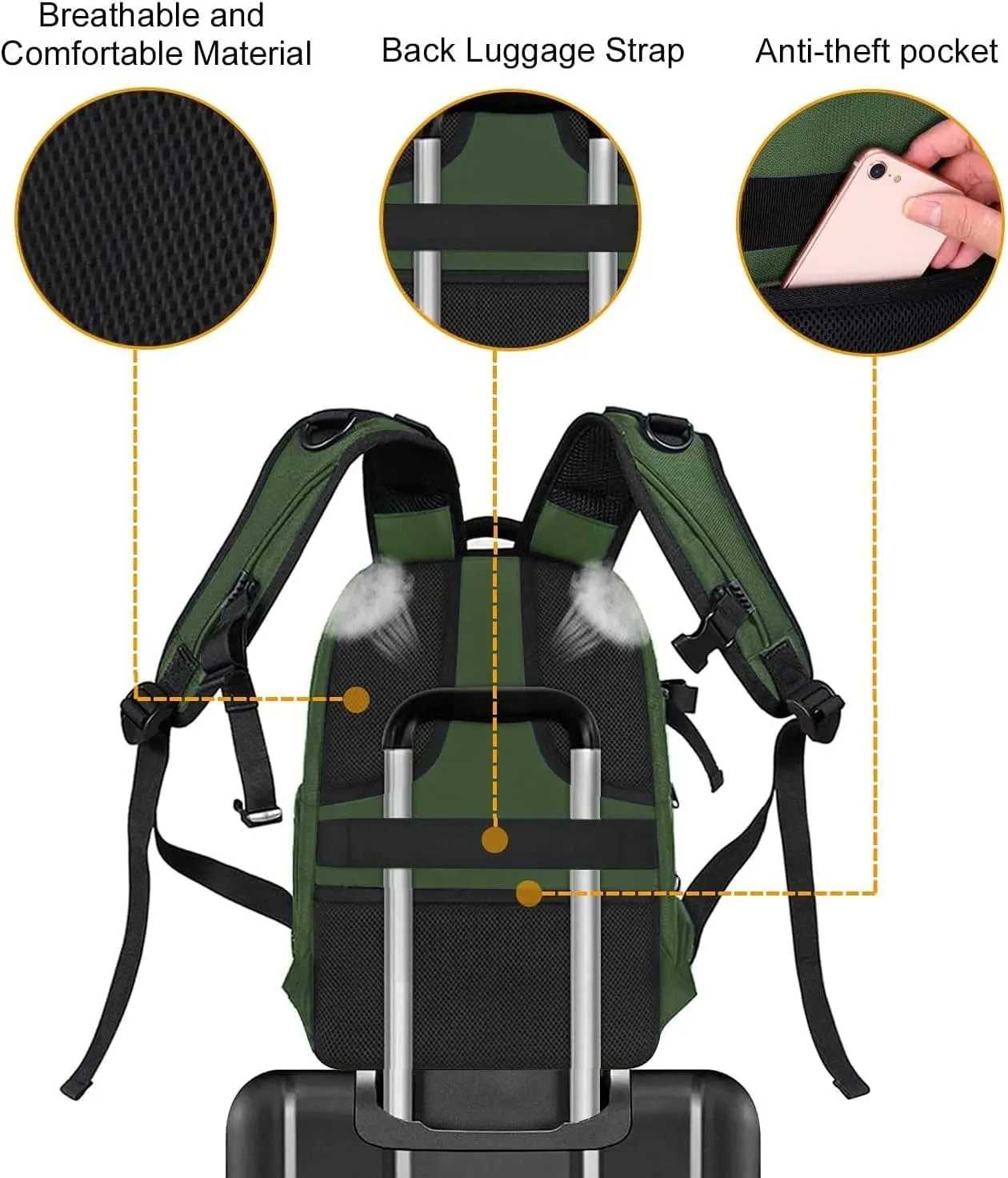 MOSISO Camera Backpack, DSLR/SLR/Mirrorless Photography Camera Bag 15-16 inch Waterproof Hardshell Case with Tripod Holder&Laptop Compartment Compatible with Canon/Nikon/Sony, Army Green