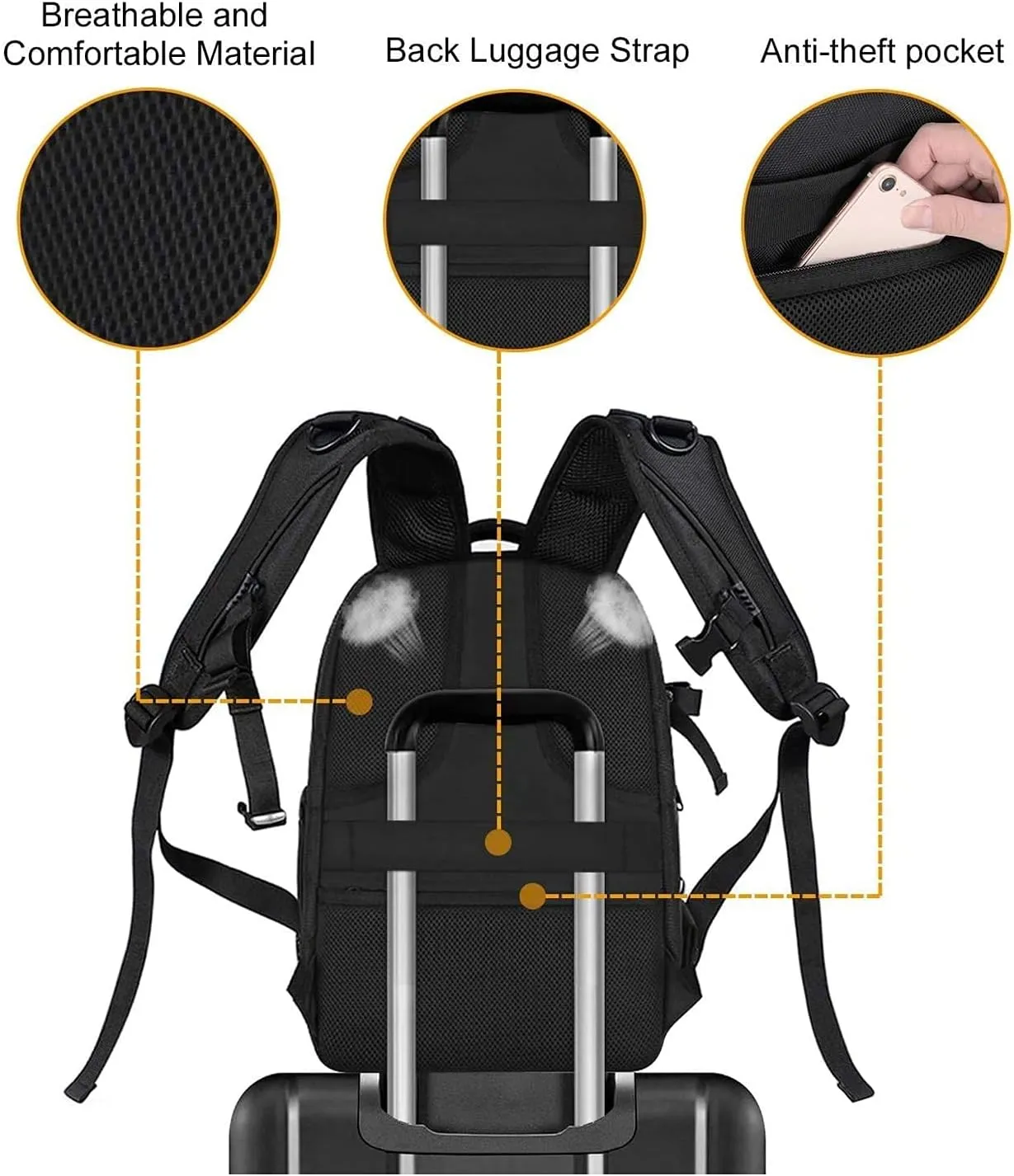 MOSISO Camera Backpack,DSLR/SLR/Mirrorless Photography Camera Bag Full Open Waterproof Hardshell Bag with Insert&Tripod Holder&Laptop Compartment Compatible with Canon/Nikon/Sony, Black