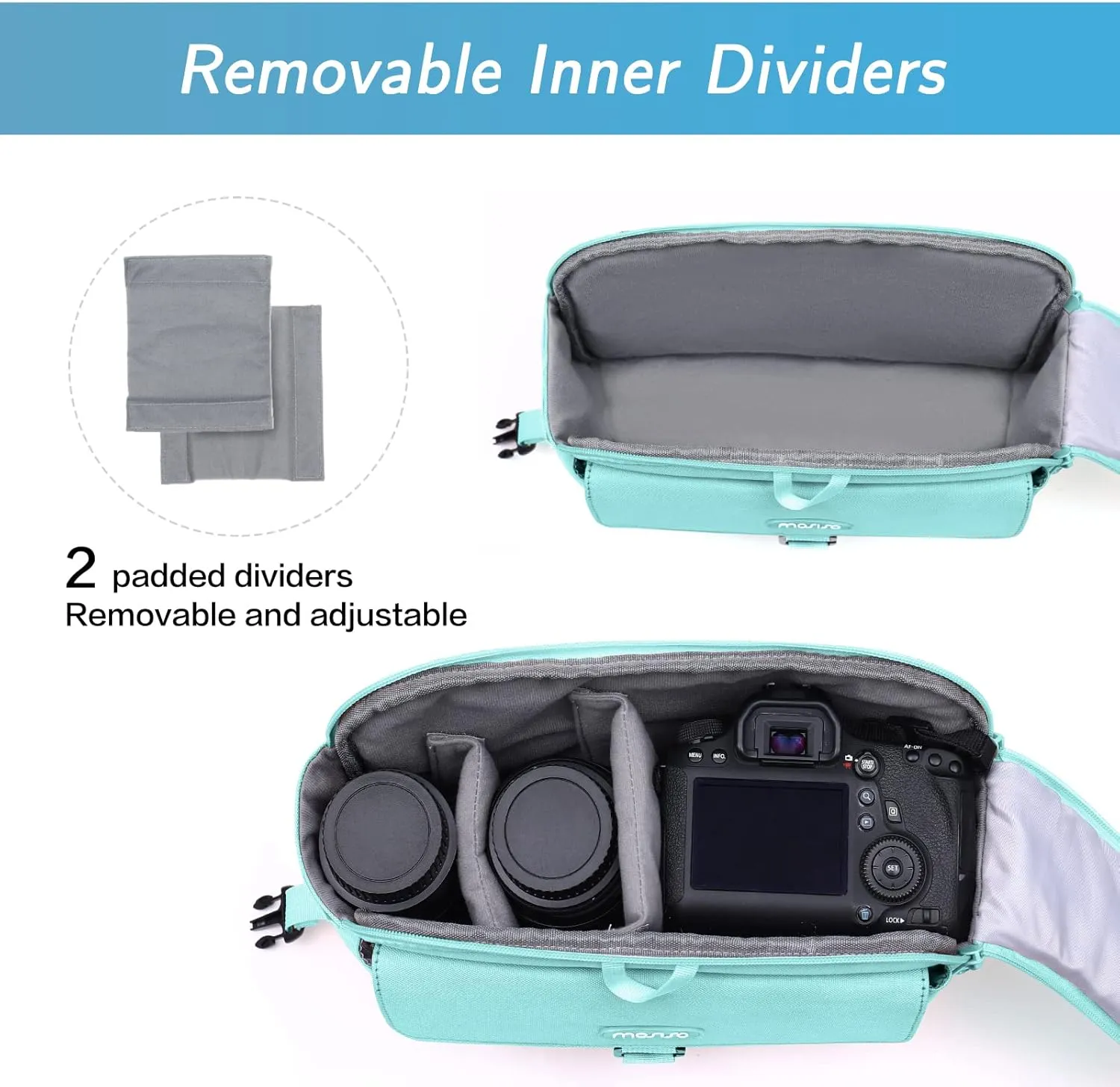 MOSISO Camera Shoulder Bag Case Crossbody Sling Purse, DSLR/SLR/Mirrorless Compact Padded Photography Handbag with Rain Cover Compatible with Canon/Nikon/Sony Cameras and Lenses, Mint Green