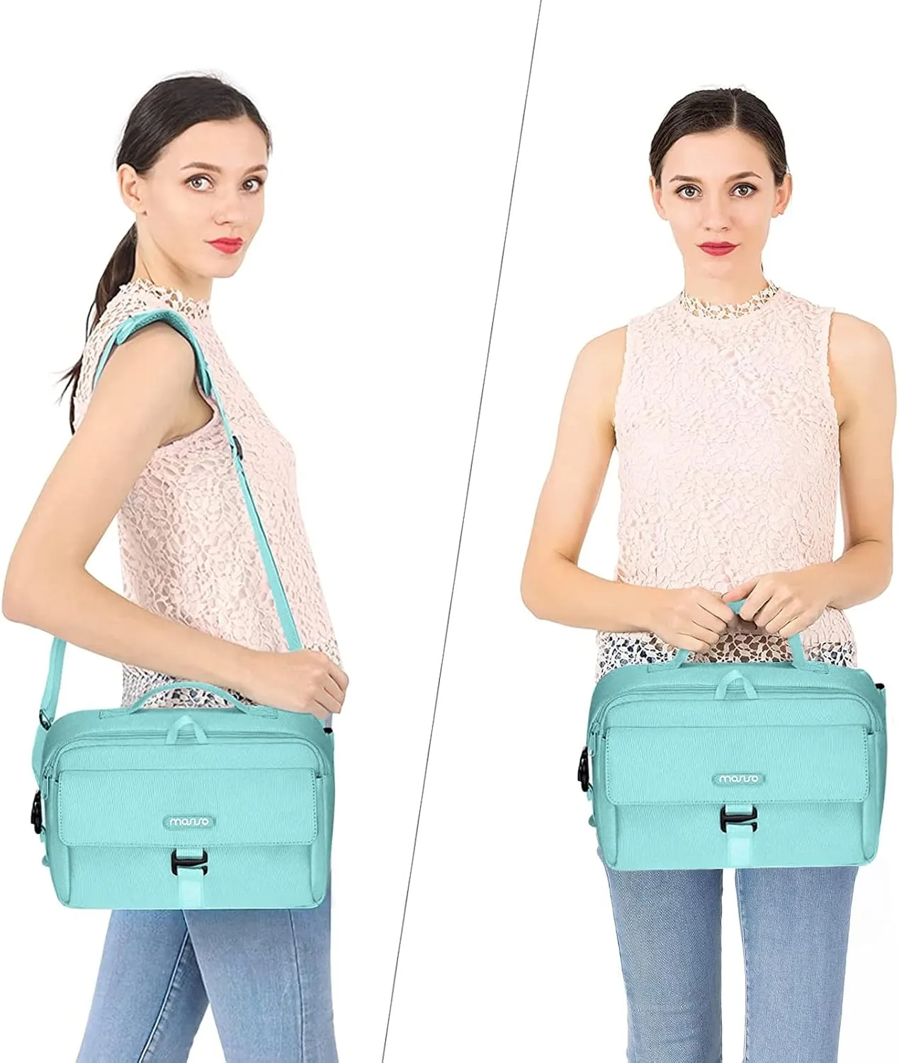 MOSISO Camera Shoulder Bag Case Crossbody Sling Purse, DSLR/SLR/Mirrorless Compact Padded Photography Handbag with Rain Cover Compatible with Canon/Nikon/Sony Cameras and Lenses, Mint Green