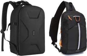 MOSISO Sling Bag RFID Crossbody Sling Backpack&Camera Backpack, DSLR/SLR/Mirrorless Photography Camera Bag 15-16 inch Waterproof Hardshell Case with Tripod Holder&Laptop Compartment, Black