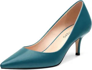 MOVINSTEPS Closed Pointed Toe Low Heels Pumps for Women Comfortable Classic Wedding Business Dressy Shoes 2.5 Inch