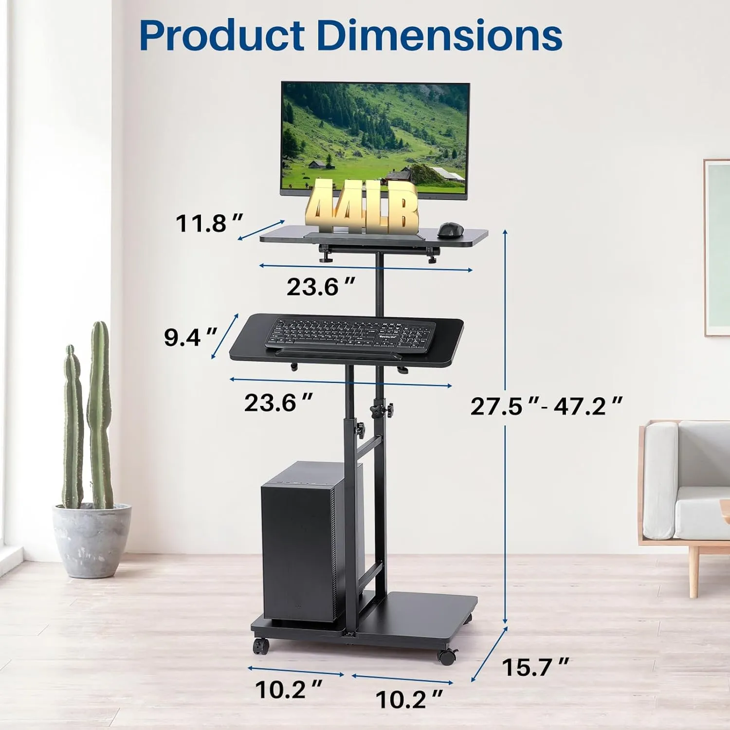 Multi-Purpose Lecterns & Podiums, Portable Mobile Standing Laptop Desk, Height Adjustable Rolling Podium Stand with Storage 2 Swivel Top,Sit Stand Lectern Desk Workstation for Classroom Church (Black)