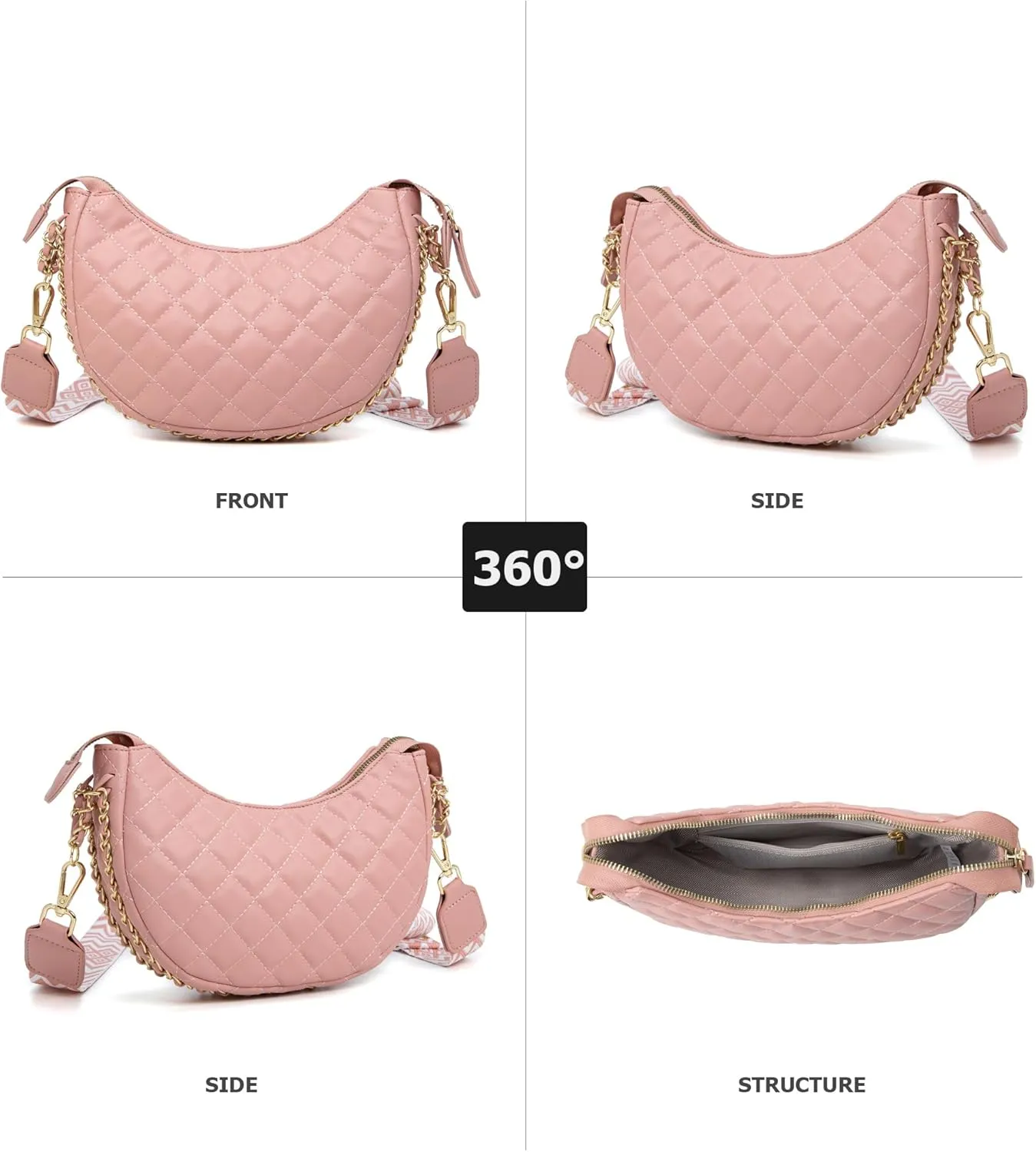myfriday Leather Crossbody Hobo Bag for Women Lightweight Crescent Travel Sling Shoulder Bag with Removable Strap