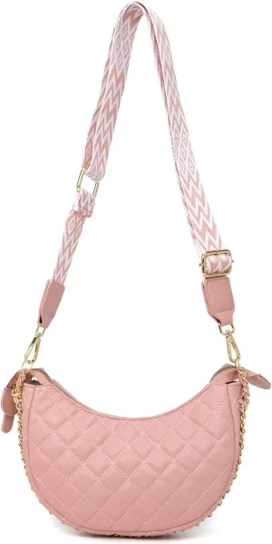 myfriday Leather Crossbody Hobo Bag for Women Lightweight Crescent Travel Sling Shoulder Bag with Removable Strap
