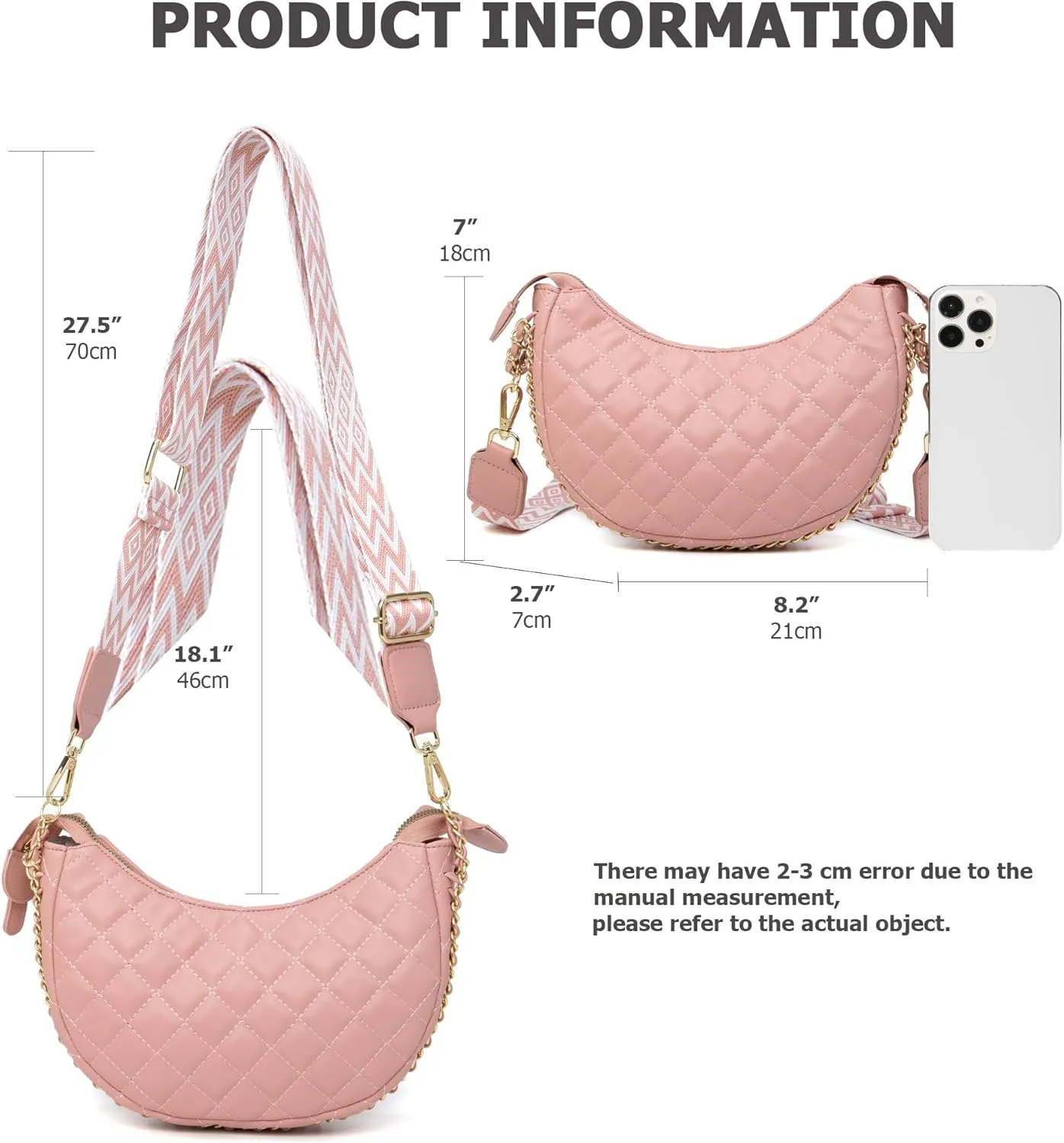 myfriday Leather Crossbody Hobo Bag for Women Lightweight Crescent Travel Sling Shoulder Bag with Removable Strap