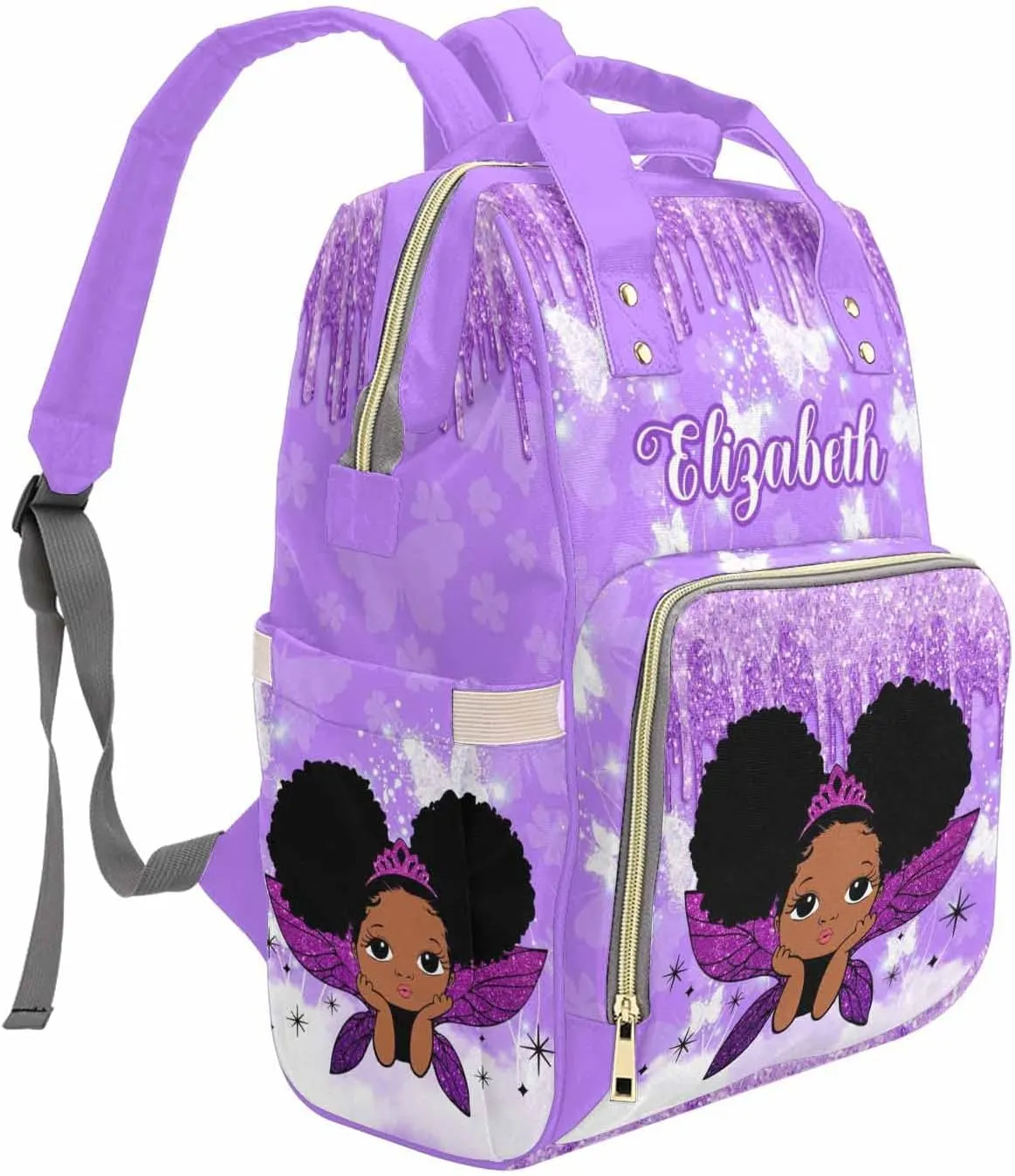 MyPupSocks Diaper Bag Personalized with Name, Multifunction Custom Diaper Bag Nursing Baby Bags Nappy Bag for Baby Girl Boy, Large Capacity Shoulder Bag Casual Daypack Travel Backpack for Mom