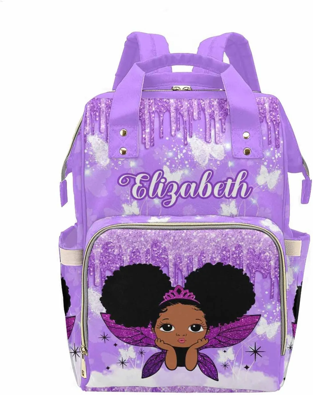 MyPupSocks Diaper Bag Personalized with Name, Multifunction Custom Diaper Bag Nursing Baby Bags Nappy Bag for Baby Girl Boy, Large Capacity Shoulder Bag Casual Daypack Travel Backpack for Mom