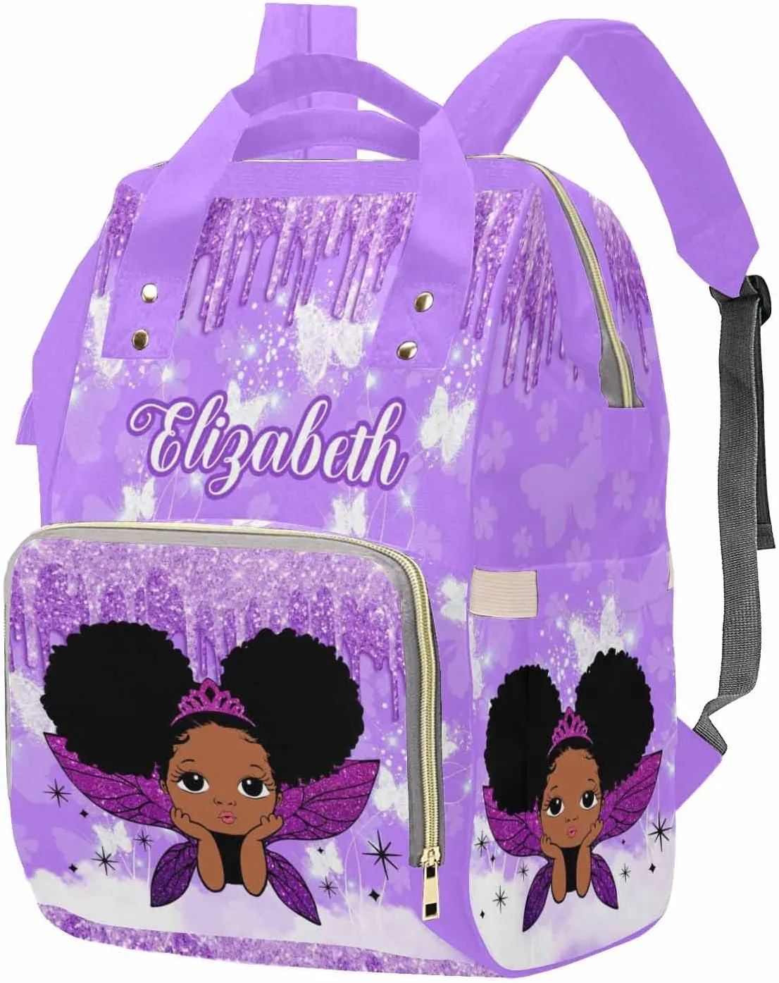 MyPupSocks Diaper Bag Personalized with Name, Multifunction Custom Diaper Bag Nursing Baby Bags Nappy Bag for Baby Girl Boy, Large Capacity Shoulder Bag Casual Daypack Travel Backpack for Mom