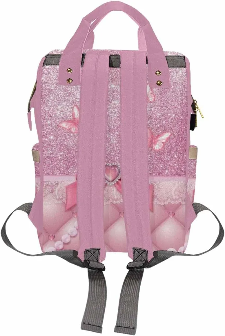 MyPupSocks Personalized Butterfly Diaper Bag, Custom Butterfly Diaper Bag for Baby Girl Mummy Nursing Baby Casual Travel Daypack Fashion Shoulder Bag for Travel Shopping Mom Girl Gifts