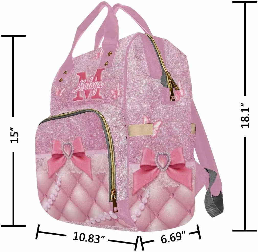 MyPupSocks Personalized Butterfly Diaper Bag, Custom Butterfly Diaper Bag for Baby Girl Mummy Nursing Baby Casual Travel Daypack Fashion Shoulder Bag for Travel Shopping Mom Girl Gifts