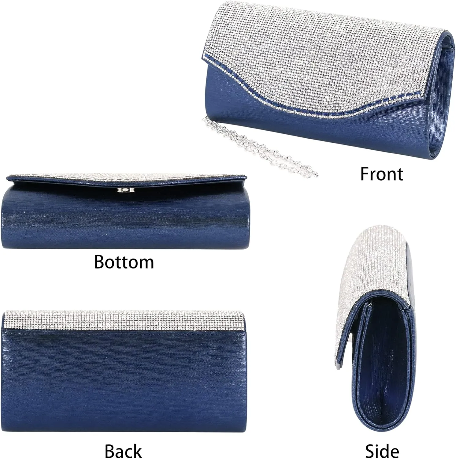 Naimo Flap Dazzling Clutch Bag Evening Bag With Detachable Chain