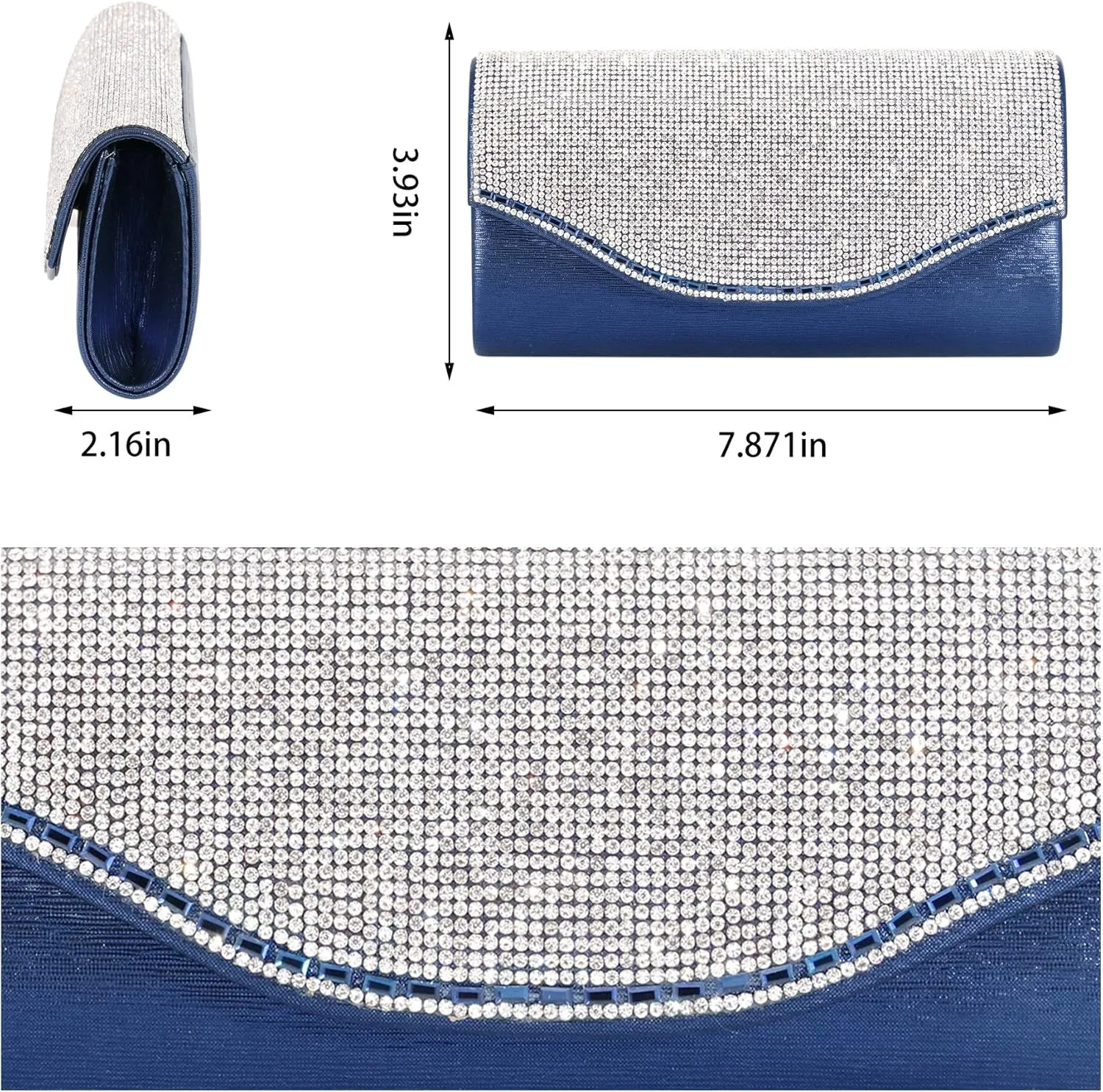Naimo Flap Dazzling Clutch Bag Evening Bag With Detachable Chain