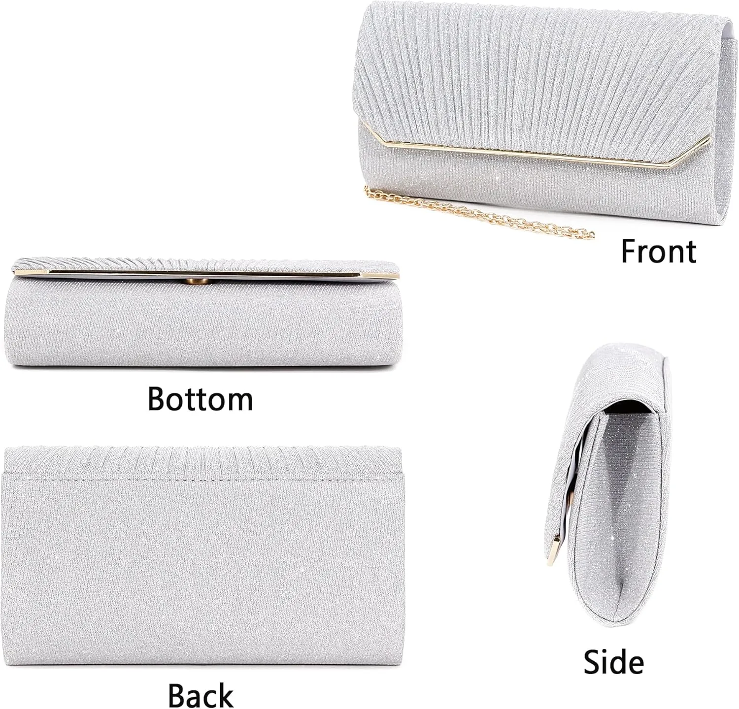 Naimo Flap Dazzling Small Clutch Bag Evening Bag With Detachable Chain