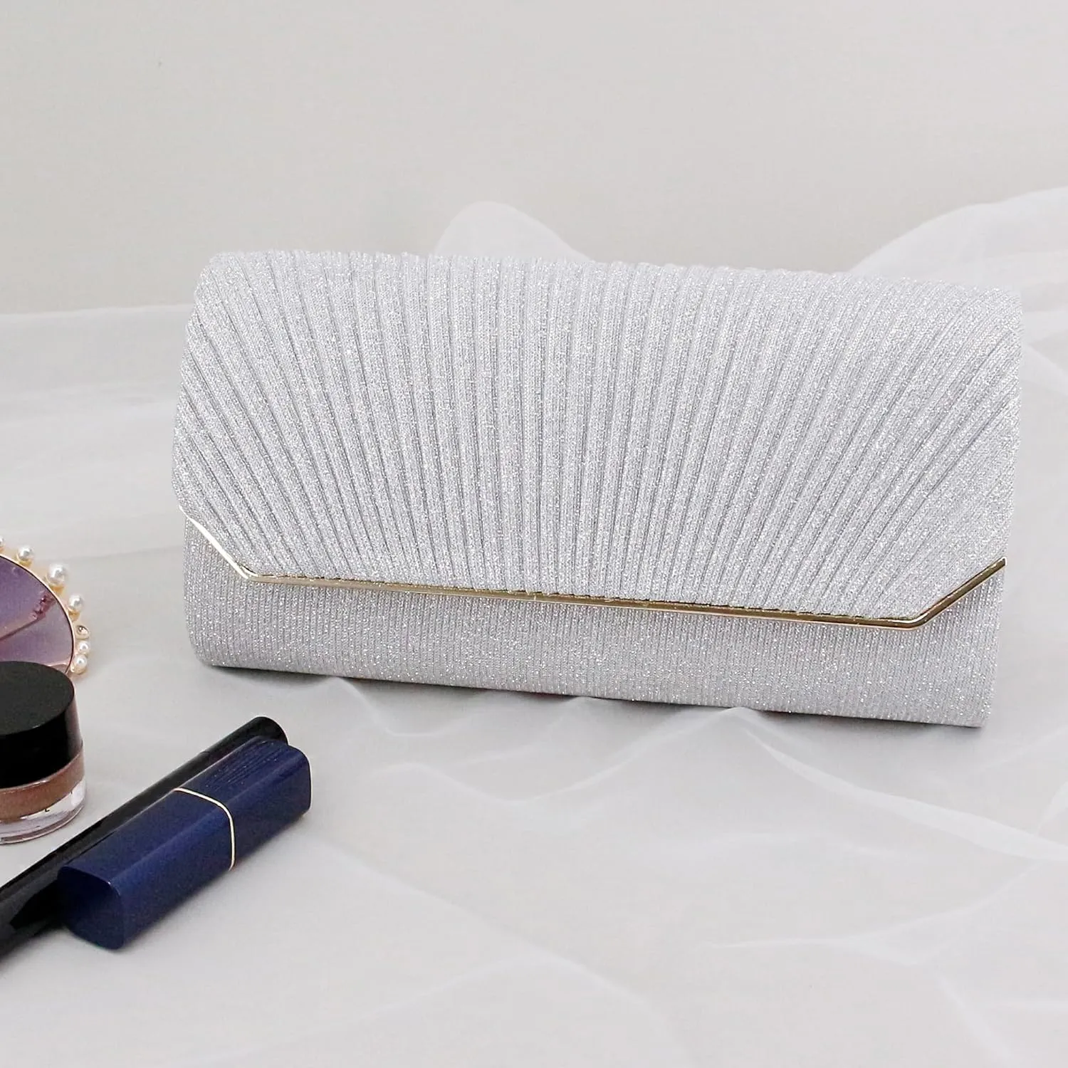 Naimo Flap Dazzling Small Clutch Bag Evening Bag With Detachable Chain