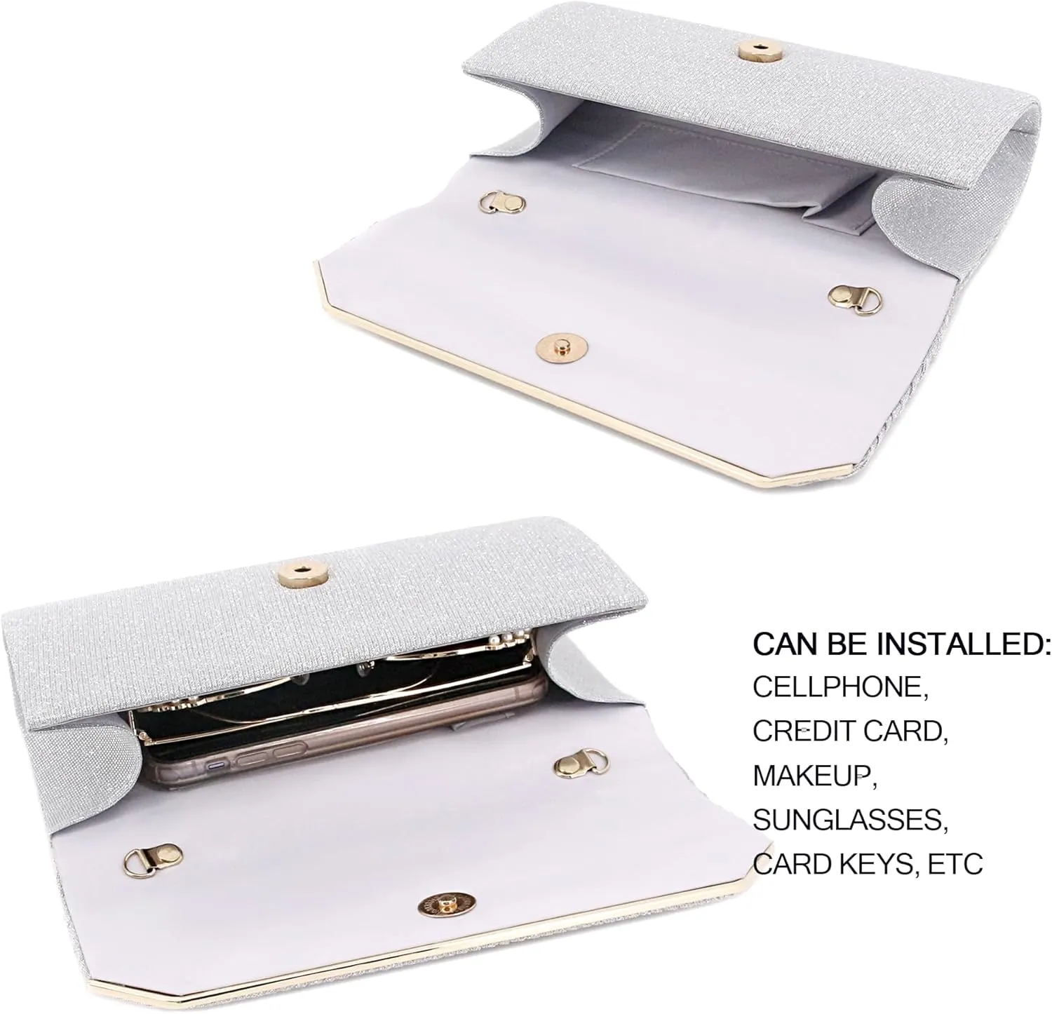 Naimo Flap Dazzling Small Clutch Bag Evening Bag With Detachable Chain