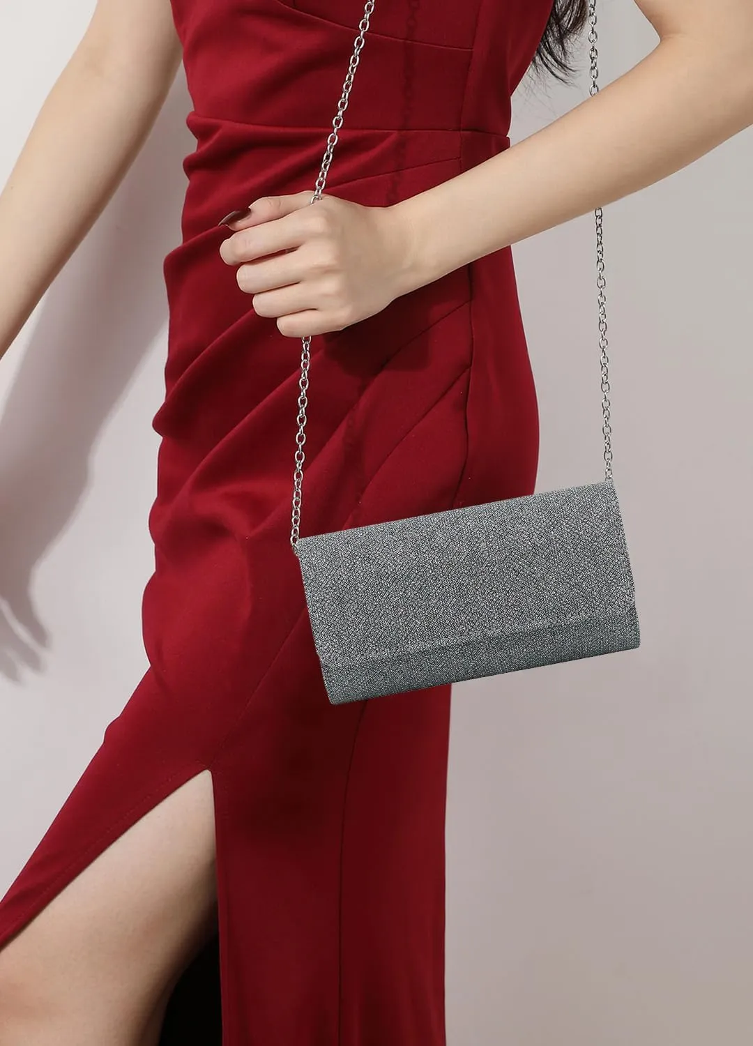 Naimo Flap Dazzling Small Clutch Bag Evening Bag With Detachable Chain