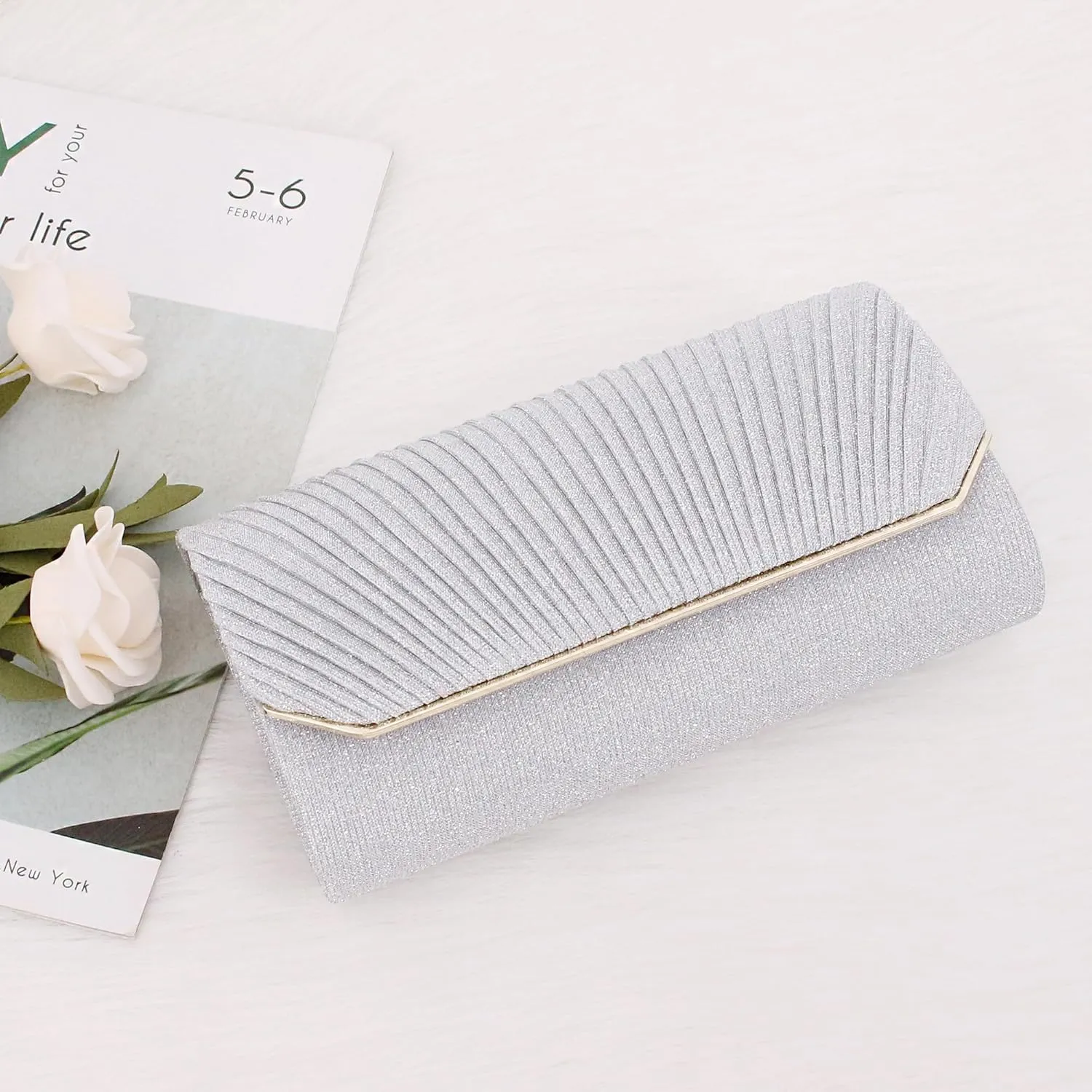 Naimo Flap Dazzling Small Clutch Bag Evening Bag With Detachable Chain