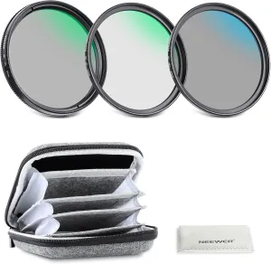 NEEWER 67mm UV/CPL/ND Lens Filter Kit with Hard Shell Storage Case, Multicoated Optical Glass & Aluminum Alloy Frame, UV   Circular Polarizer (CPL)   Neutral Density (ND4) Filter for 67mm Camera Lens