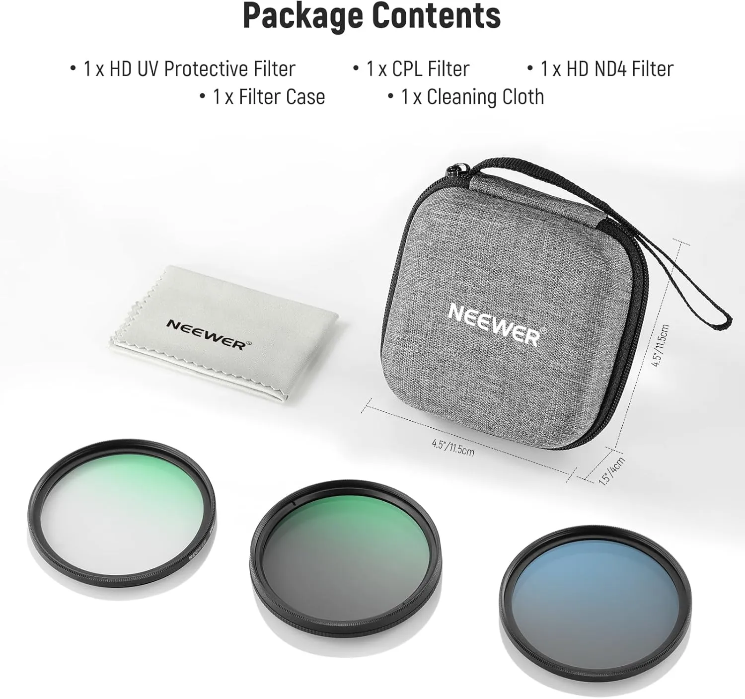 NEEWER 67mm UV/CPL/ND Lens Filter Kit with Hard Shell Storage Case, Multicoated Optical Glass & Aluminum Alloy Frame, UV   Circular Polarizer (CPL)   Neutral Density (ND4) Filter for 67mm Camera Lens