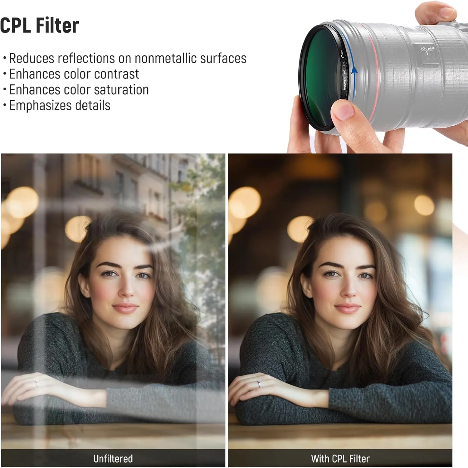 NEEWER 67mm UV/CPL/ND Lens Filter Kit with Hard Shell Storage Case, Multicoated Optical Glass & Aluminum Alloy Frame, UV   Circular Polarizer (CPL)   Neutral Density (ND4) Filter for 67mm Camera Lens