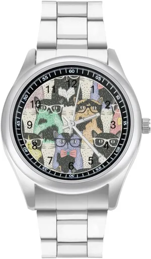 Nerdy Cats Casual Wrist Watches for Men Classic Business Dress Watch Big Face for Work Gym