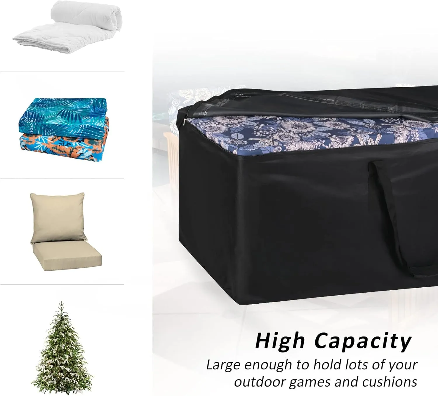 NettyPro Patio Cushion Storage Bags Water-Resistant Extra Large Bag for Outdoor Furniture Christmas Tree Storage Bag 9 Ft, 65 x 20 x 28 Inch, Black