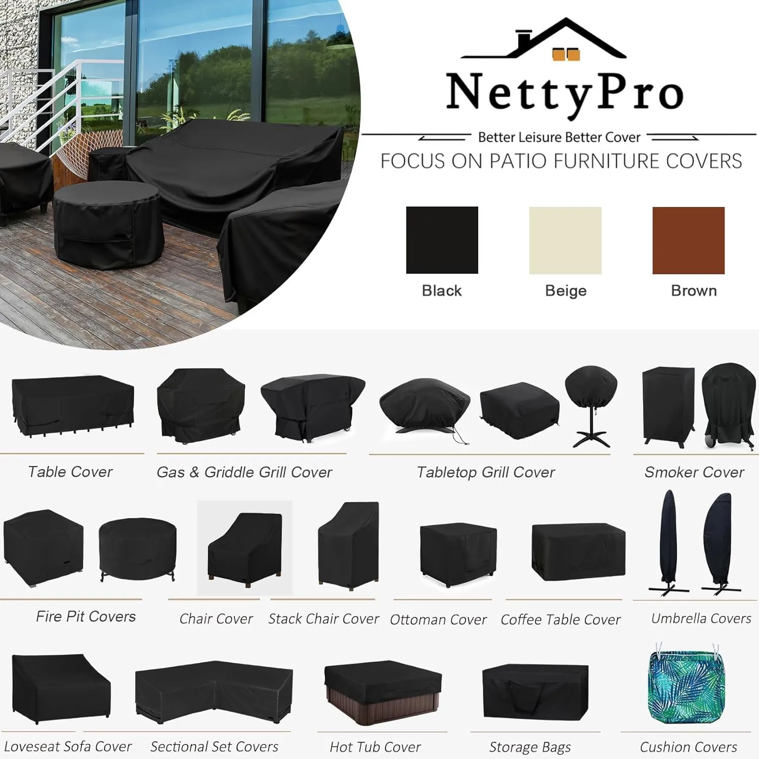 NettyPro Patio Cushion Storage Bags Water-Resistant Extra Large Bag for Outdoor Furniture Christmas Tree Storage Bag 9 Ft, 65 x 20 x 28 Inch, Black