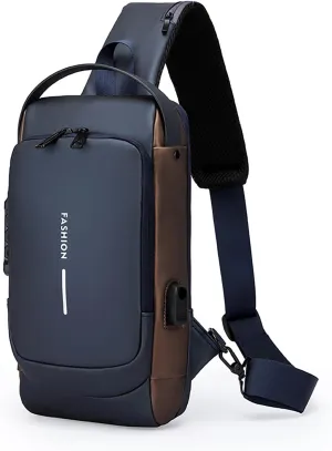 New Carbon Fiber Streamline Anti-Theft Sling Bag, USB Charging Sport Sling Anti-Theft Shoulder Bag, Waterproof Crossbody (B)