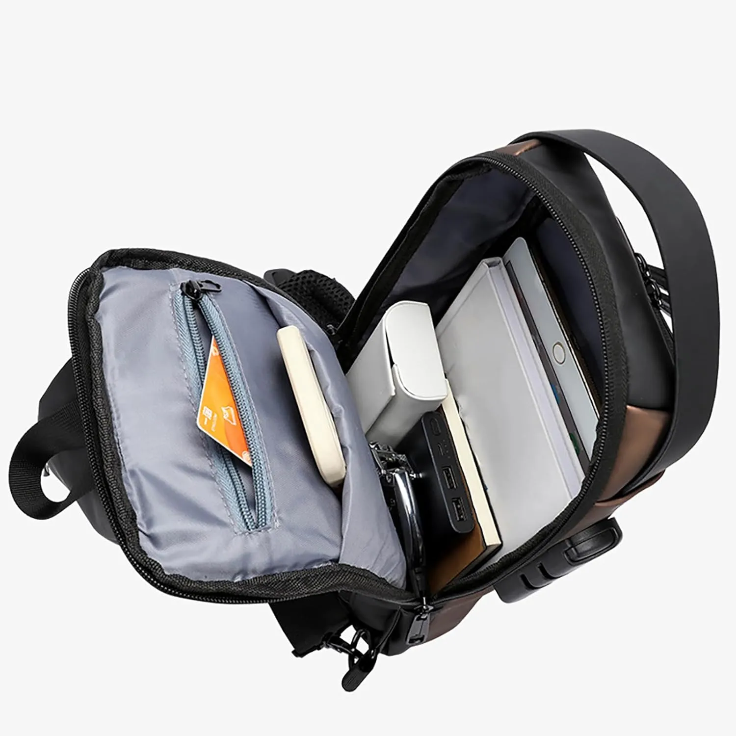 New Carbon Fiber Streamline Anti-Theft Sling Bag, USB Charging Sport Sling Anti-Theft Shoulder Bag, Waterproof Crossbody (B)