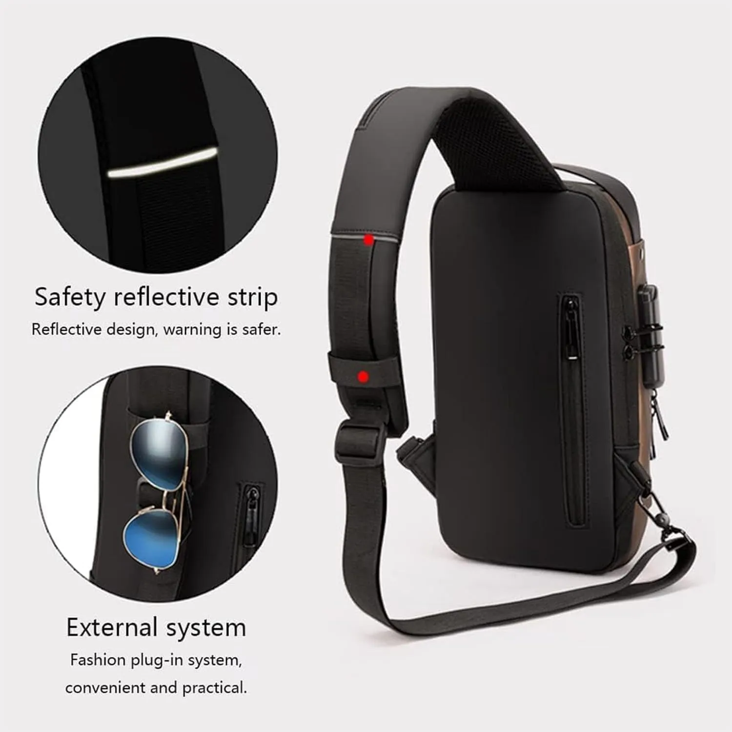 New Carbon Fiber Streamline Anti-Theft Sling Bag, USB Charging Waterproof Crossbody Backpack for Travel Gym Sports (Gray)
