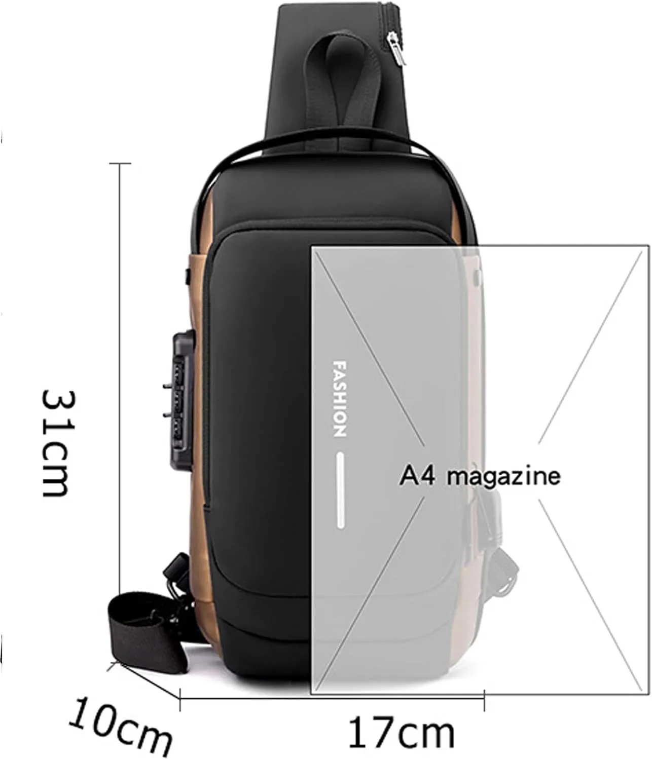New Carbon Fiber Streamline Anti-Theft Sling Bag, Waterproof Shoulder Backpack, for Travel Gym Sports (Black with Gold)