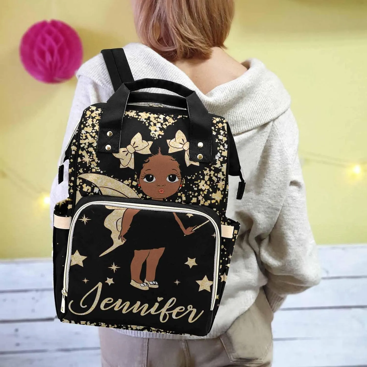 Newcos Custom Name Diaper Bag Backpack Large Capacity Diaper Backpack for Women Men, Personalized Mommy Nursing Daypack Waterproof Diaper Bag with Multi Pocket & Large Capacity