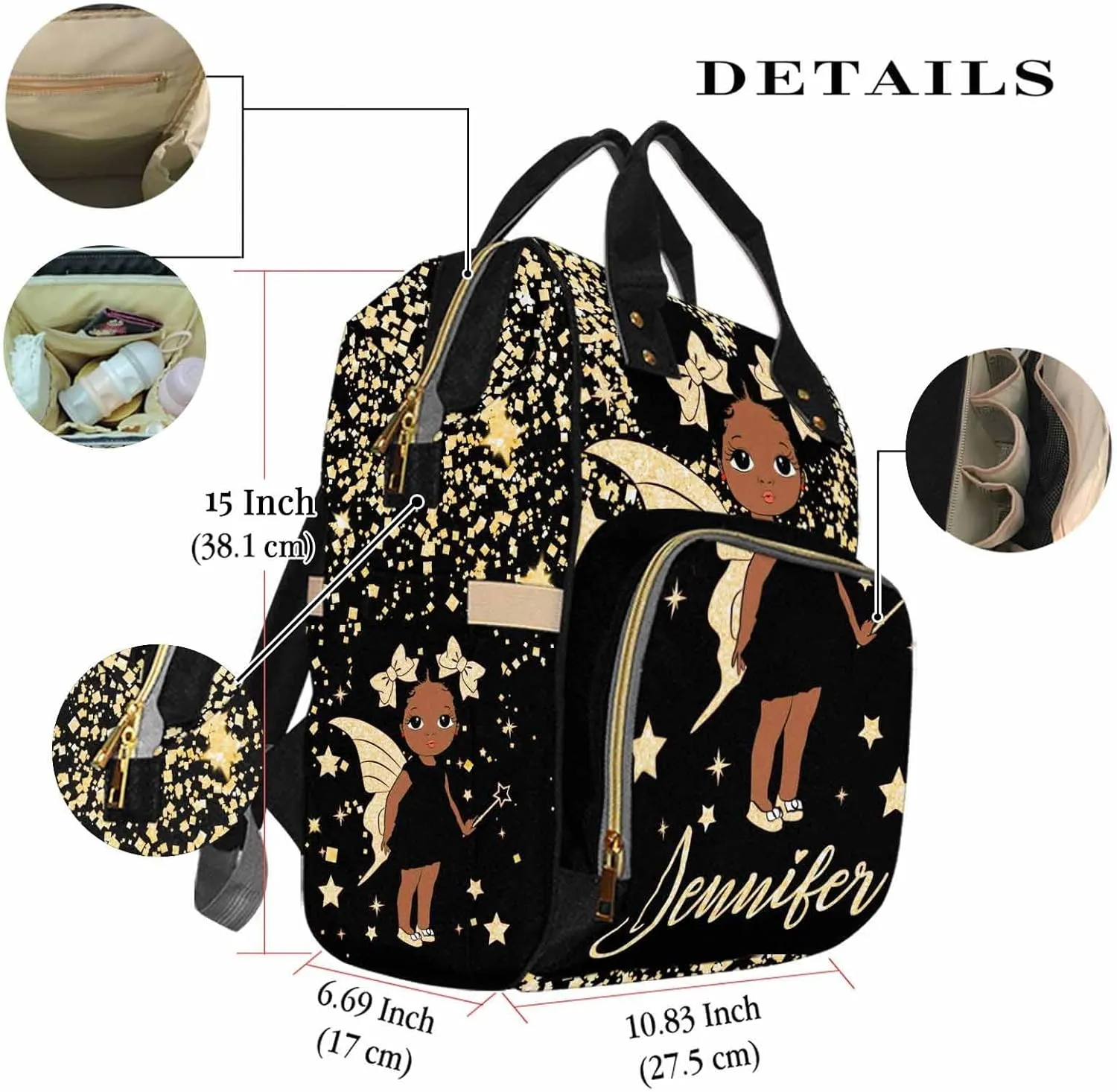 Newcos Custom Name Diaper Bag Backpack Large Capacity Diaper Backpack for Women Men, Personalized Mommy Nursing Daypack Waterproof Diaper Bag with Multi Pocket & Large Capacity