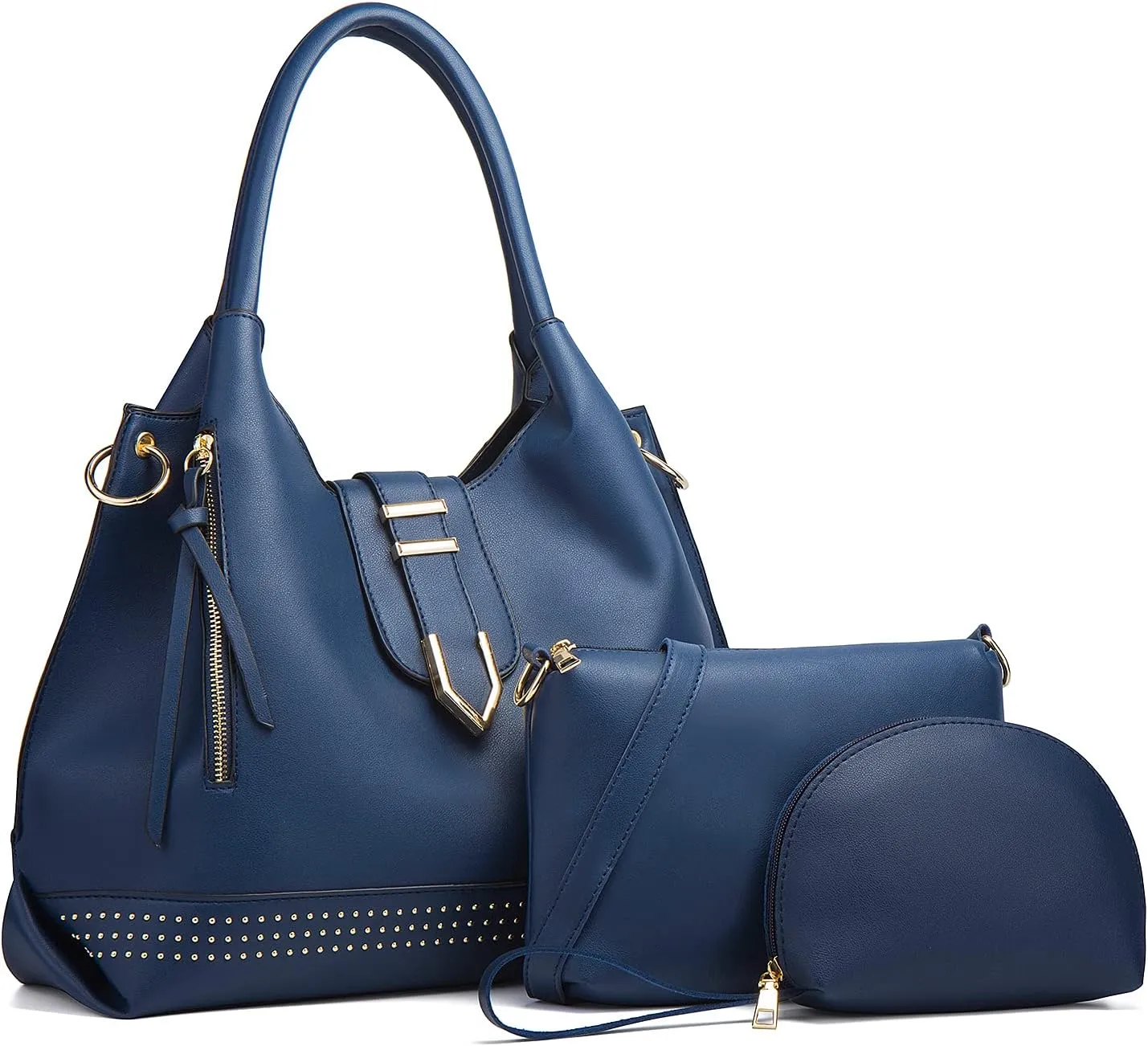 NICOLE & DORIS Large Tote Bag 3pcs Set Bags for Women Hobo and Shoulder Bags Soft PU Leather Ladies Handbags and Purses