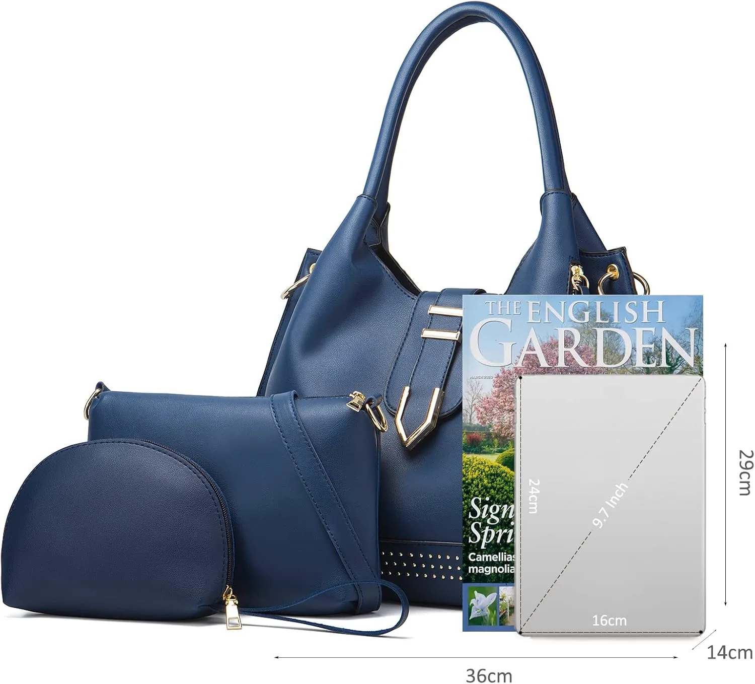 NICOLE & DORIS Large Tote Bag 3pcs Set Bags for Women Hobo and Shoulder Bags Soft PU Leather Ladies Handbags and Purses