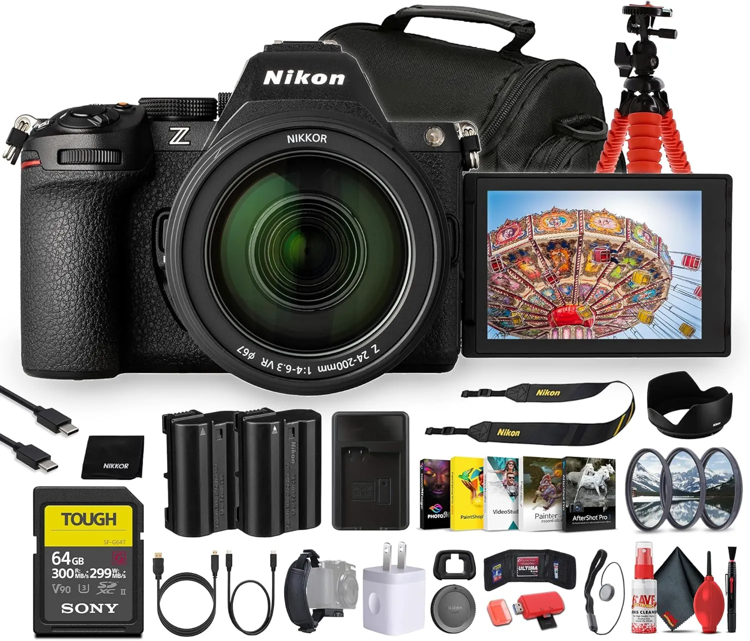 Nikon Z5 II Mirrorless Camera with 24-200mm f/4-6.3 VR Lens (1688) | Full-Frame 24.5MPs   64GB Card   EN-EL15C Battery   Photo Software   Lens Kit   HDMI/Micro Cable   Flexible Tripod   More (Renewed)