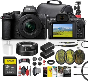 Nikon Z50 II Compact Mirrorless Camera with NIKKOR Z DX 16-50mm VR Lens (1786)   FTZ II Mount Adapter   64GB Memory Card   EN-EL25   Photo Software   Camera Bag   More (Renewed)