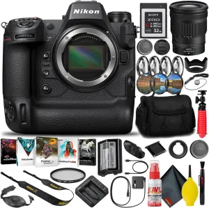 Nikon Z9 FX-Format Mirrorless Camera Body (1669)   24-120mm f/4 S Lens   32GB XQD Memory Card   Editing Software   Camera Bag   Pro Filter Kit   12" Tripod (Renewed)