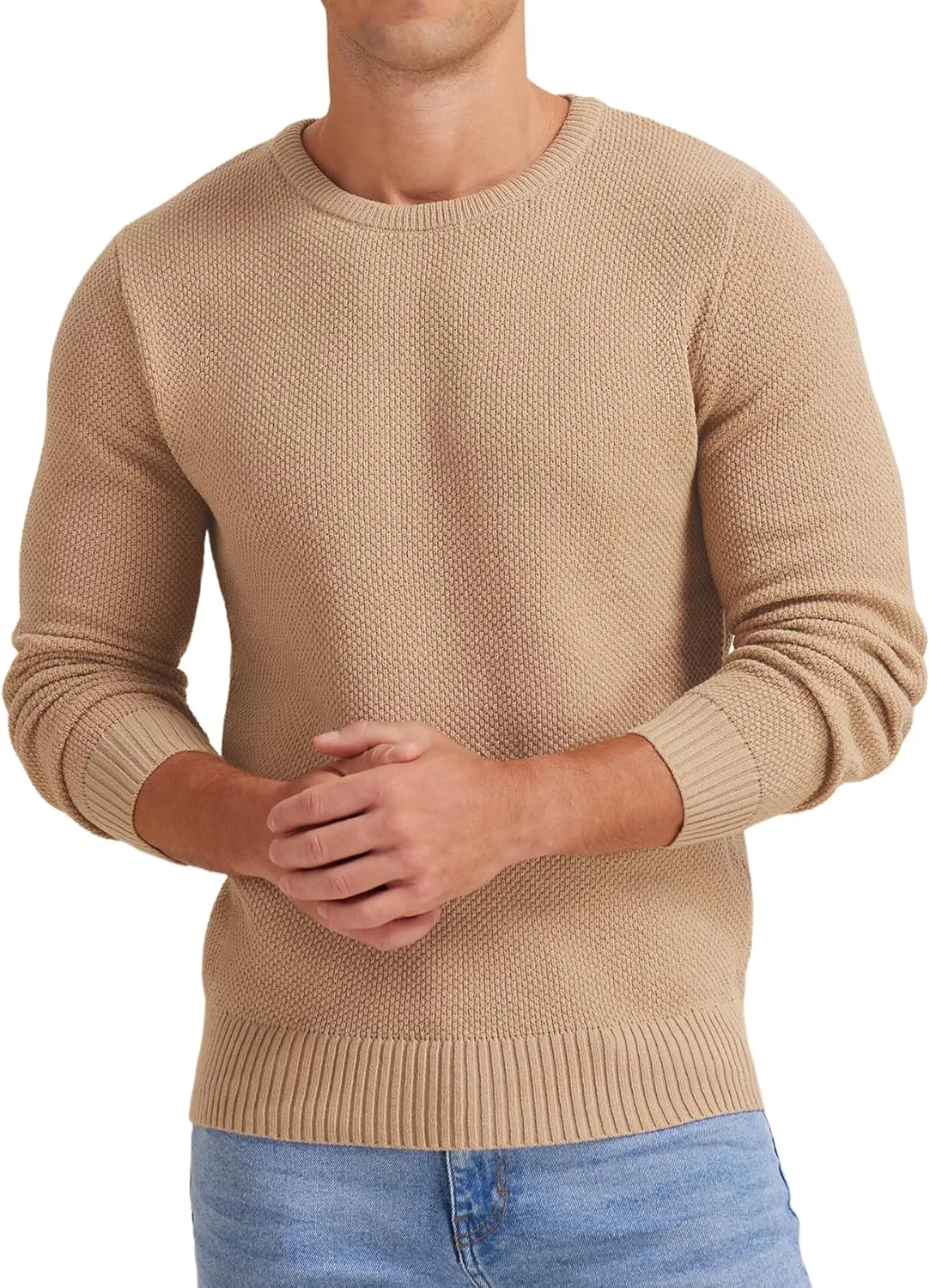 NITAGUT Men's Crewneck Sweater Soft Casual Classic Pullover Knitwear Lightweight Sweaters with Ribbing Edge