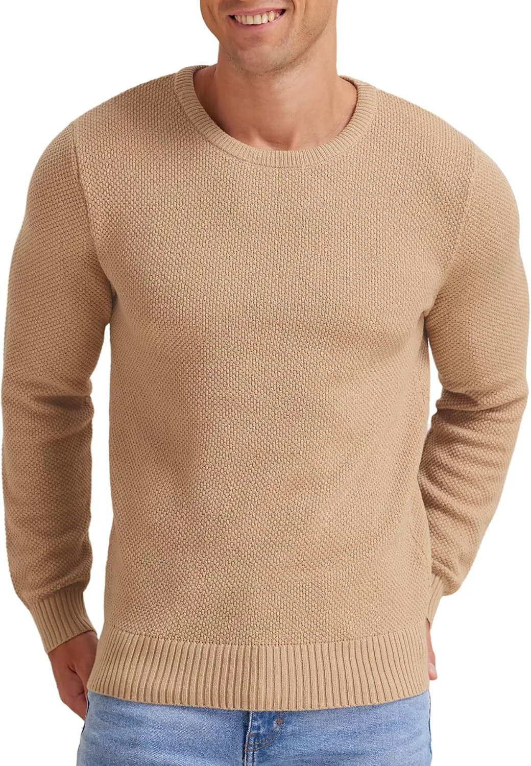 NITAGUT Men's Crewneck Sweater Soft Casual Classic Pullover Knitwear Lightweight Sweaters with Ribbing Edge