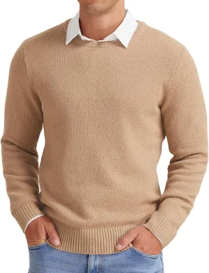 NITAGUT Men's Crewneck Sweater Soft Casual Classic Pullover Knitwear Lightweight Sweaters with Ribbing Edge