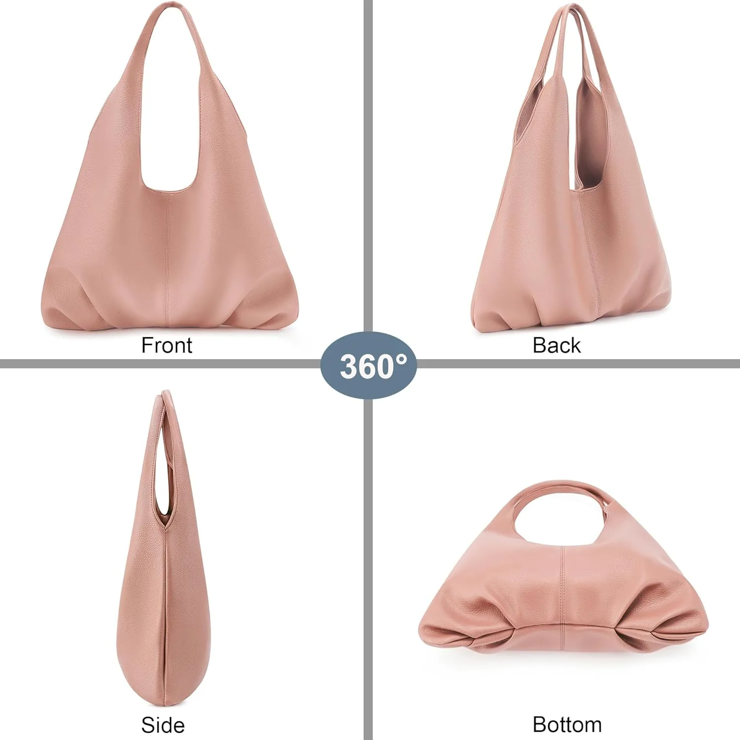 NIUEIMEE ZHOU Hobo Handbags for Women Retro Vegan Leather Shoulder Bags Tote Clutch Purses