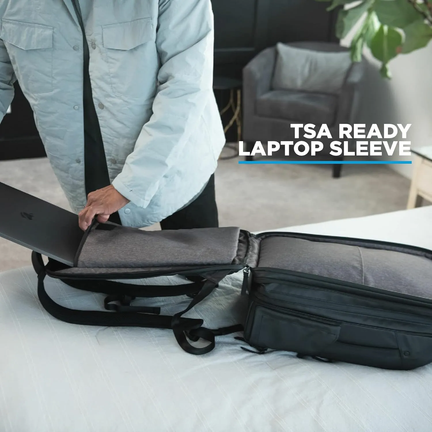 NOMATIC Travel Pack - 14L Water Resistant Laptop Bag - TSA-Ready Expandable Black Backpack