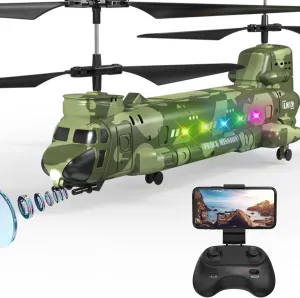 OBEST LM19-D Chinook RC Helicopter,Remote Control Military Helicopter with Camera,Twin-Propeller with Altitude Hold,One Key take Off/Landing,Army RC Toys for Boys and Military Fans