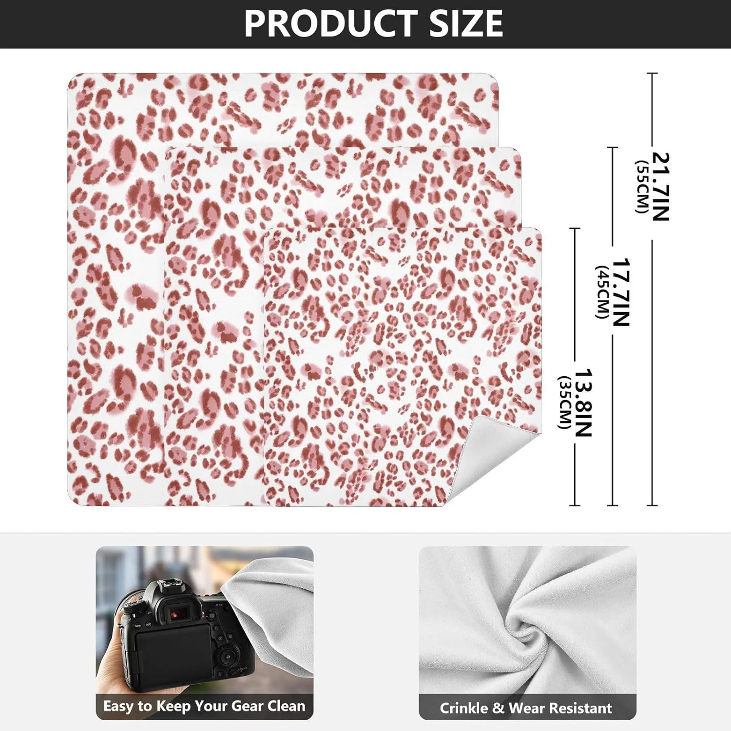 ODAWA Abstract Leopard Print 21.7"x21.7" Self-adhesive Cloth Protective Camera Lens Wrap, Lens Protector for Camera