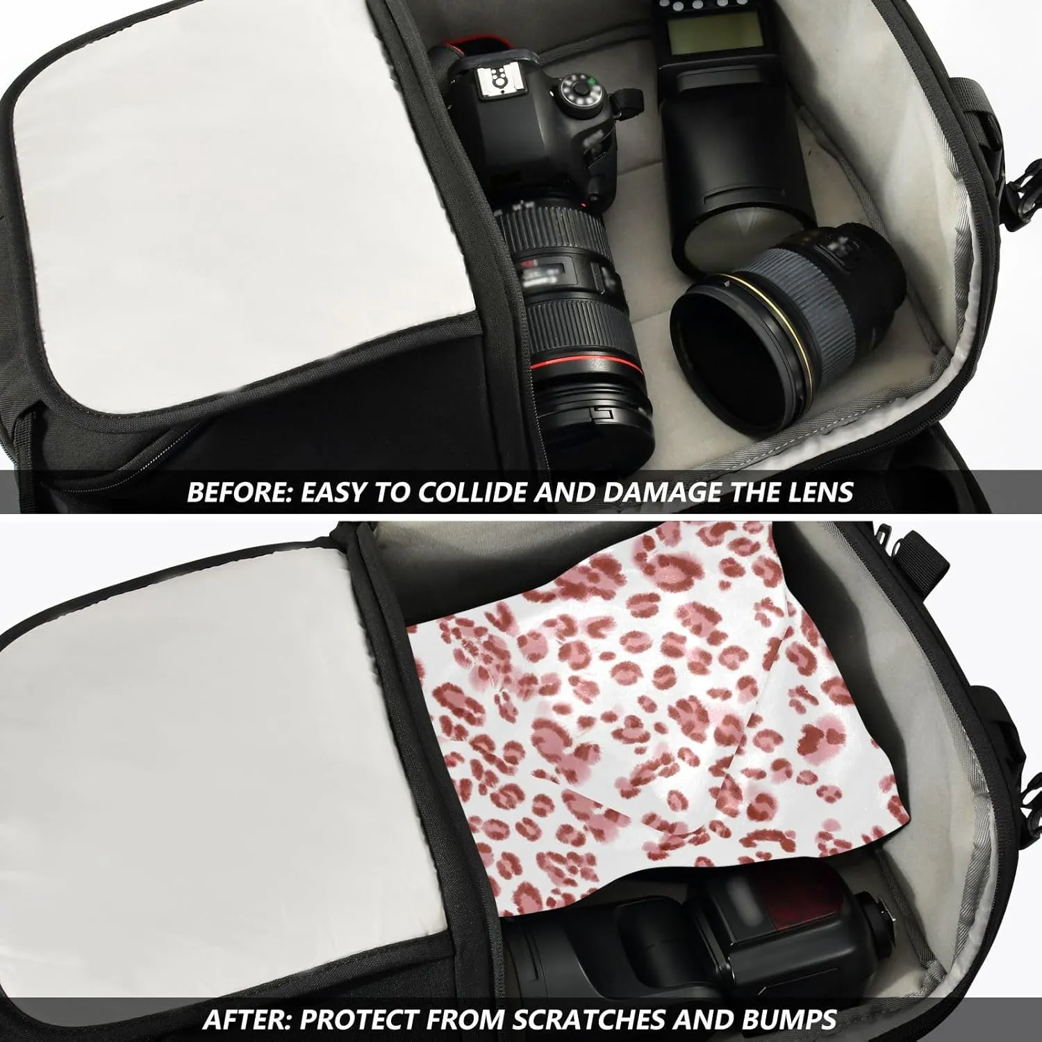 ODAWA Abstract Leopard Print 21.7"x21.7" Self-adhesive Cloth Protective Camera Lens Wrap, Lens Protector for Camera