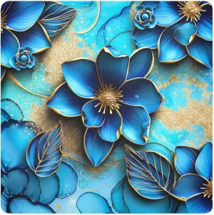 ODAWA Camera Protective Cover Blue Flowers Self-adhesive Cloth 17.7"x17.7" Anti Scratch Equipment Wrap Storage Pouch