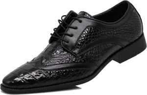 ODN Men's Alligator Crocodile Print Oxfords Fashion Lace Up Dress Shoes